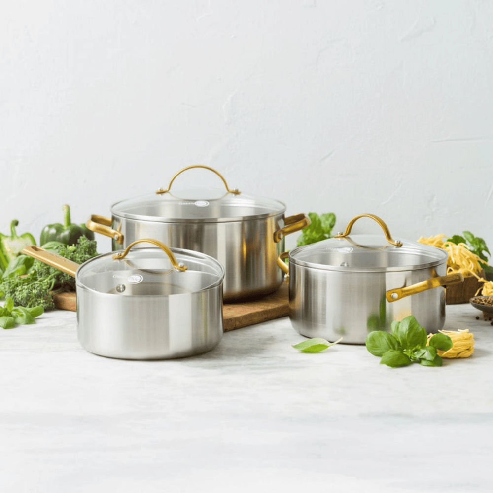 GreenPan Cookware Set Padova Reserve 5-piece - Triply Stainless - cooking pots ø 18, 20, 24 cm & frying pans ø 24 & 28cm