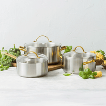 GreenPan Cookware Set Padova Reserve 5-piece - Triply Stainless - cooking pots ø 18, 20, 24 cm & frying pans ø 24 & 28cm