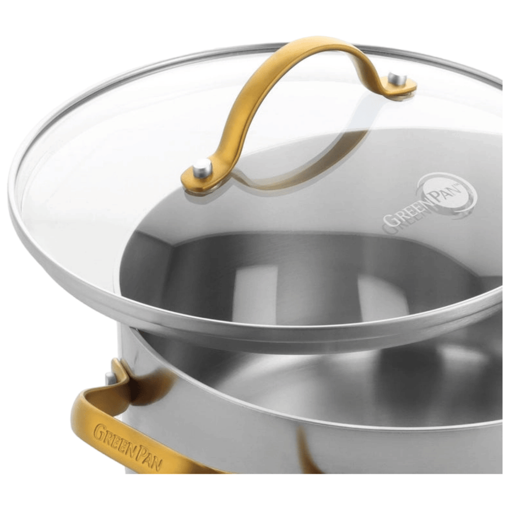 GreenPan Cookware Set Padova Reserve 5-piece - Triply Stainless - cooking pots ø 18, 20, 24 cm & frying pans ø 24 & 28cm