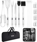 GrillX BBQ Accesorios Set de herramientas - Pinzas para BBQ, espátula, tenedor, cepillo - Set completo de herramientas para barbacoa
