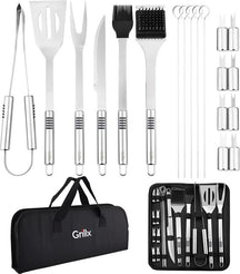 GrillX BBQ Accessories Tool Set - BBQ Tongs, Spatula, Fork, Brush - Complete Barbecue Tools Set