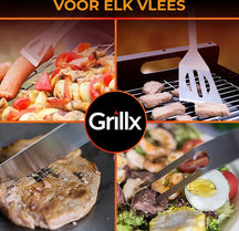 GrillX BBQ Accessories Tool Set - BBQ Tongs, Spatula, Fork, Brush - Complete Barbecue Tools Set