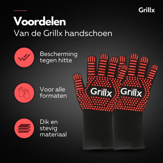 GrillX BBQ Guantes / Guantes de horno - Agarre extra - 2 unidades