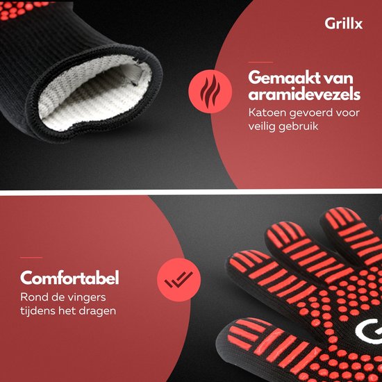 GrillX BBQ Gloves - Oven Gloves - Extra Grip - 2 Pieces