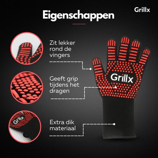 GrillX BBQ Gloves - Oven Gloves - Extra Grip - 2 Pieces