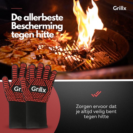 GrillX BBQ Gloves - Oven Gloves - Extra Grip - 2 Pieces