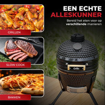 GrillX Kamado Barbecue - 13 Inch - Inclusivo Funda - Barbacoa Egg - Barbacoa de Carbón - Negro - Ø 27 cm