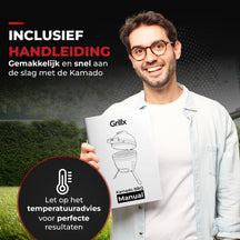 GrillX Kamado Barbecue - 13 Inch - Inclusivo Funda - Barbacoa Egg - Barbacoa de Carbón - Negro - Ø 27 cm