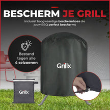 GrillX Kamado Barbecue - 13 Inch - Inclusivo Funda - Barbacoa Egg - Barbacoa de Carbón - Negro - Ø 27 cm