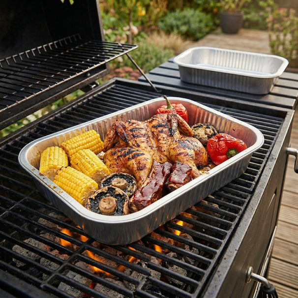 Cookinglife Grill Bandejas de Aluminio para BBQ / Bandeja para Parrilla BBQ - 22 x 15 cm - 15 unidades