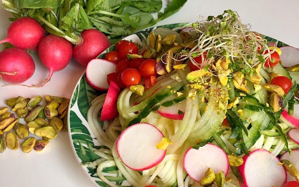 Fresh spiral vegetables with a spicy kick