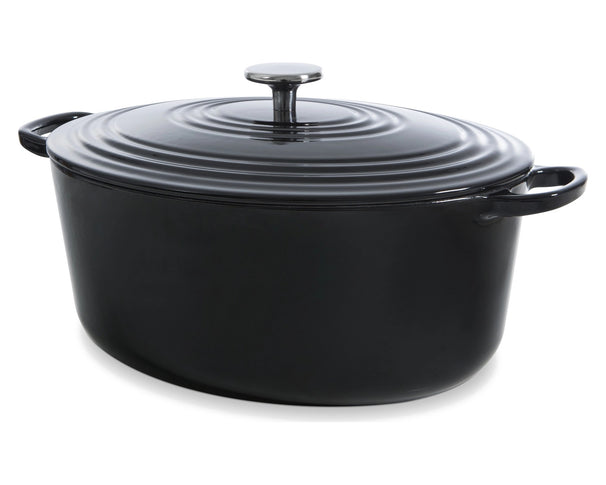 BK Cocotte Ovalada Bourgogne Jet Black de Hierro Fundido 32 x 26 cm / 7,5 litros - revestimiento antiadherente esmaltado