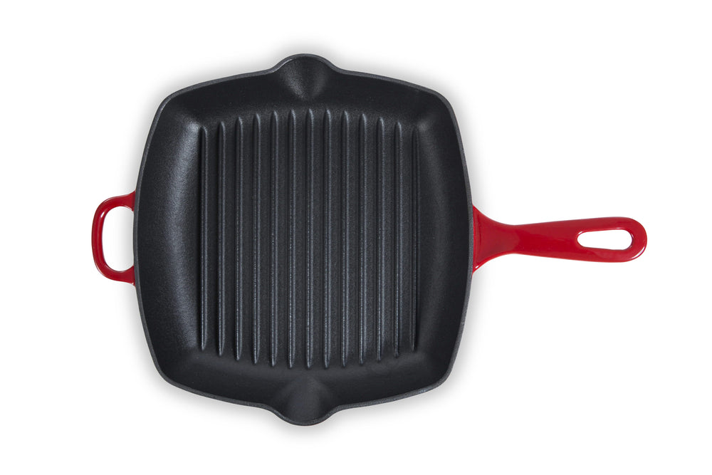 BK Sartén Grill Bourgogne Chili Red Hierro Fundido 26 x 26 cm - revestimiento antiadherente esmaltado