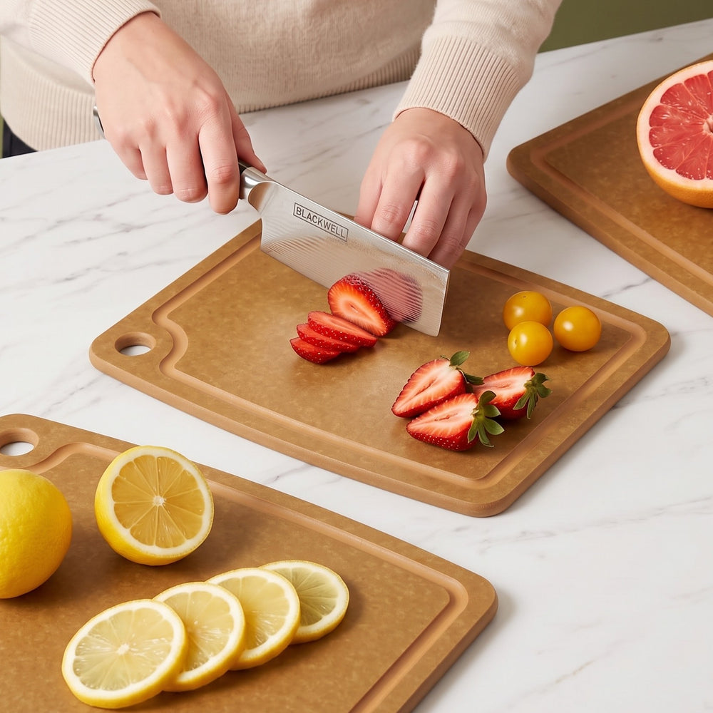 Hendi Cutting Board Non-Slip - Dishwasher Safe - Brown Wood Fiber - 30 x 23.5 cm