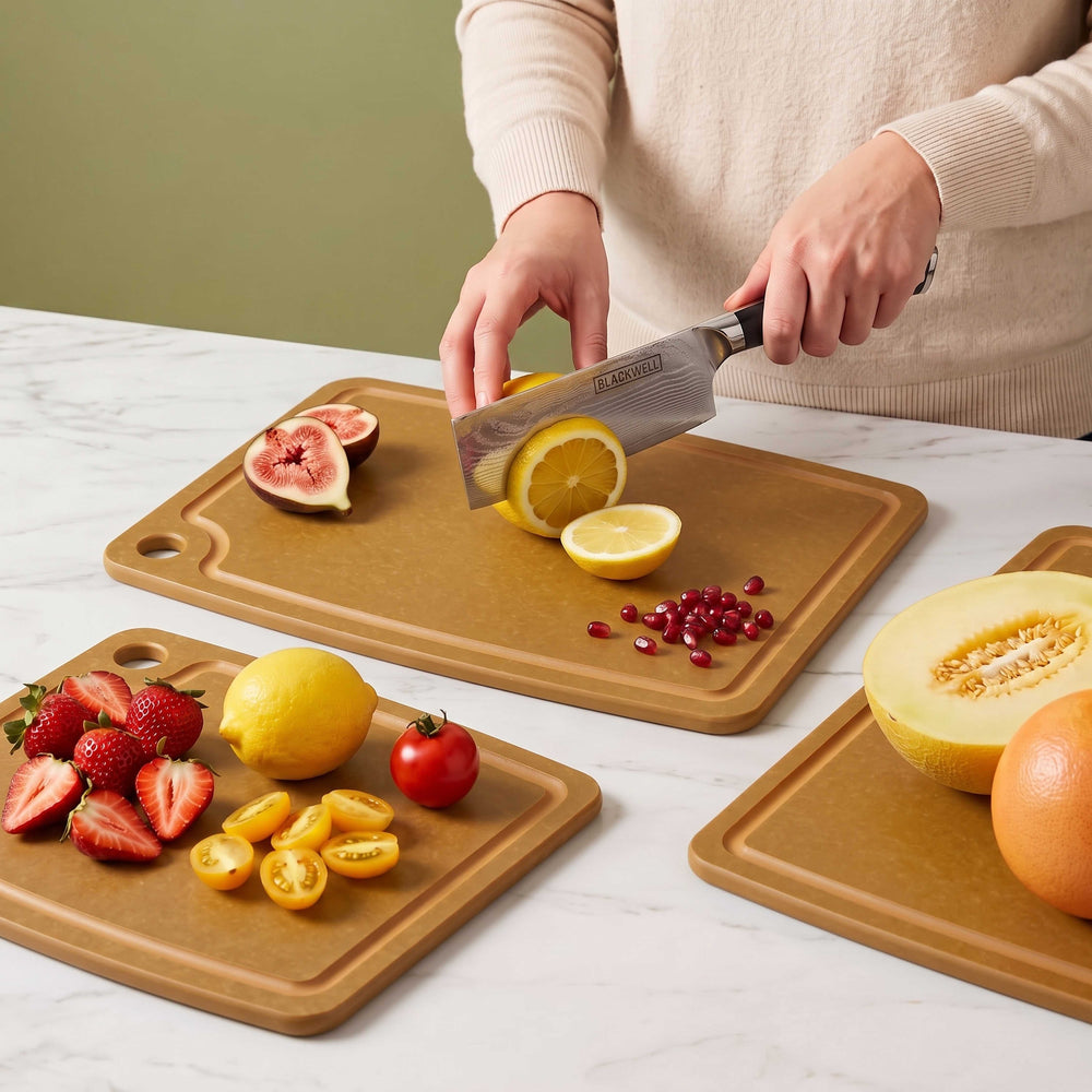 Hendi Cutting Board Non-Slip - Dishwasher Safe - Brown Wood Fiber - 37 x 27.5 cm