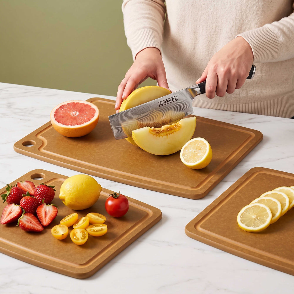 Hendi Cutting Board Non-Slip - Dishwasher Safe - Brown Wood Fiber - 44 x 32.5 cm