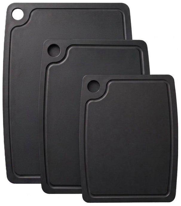 Hendi Cutting Board Set Non-Slip - Dishwasher Safe - Black Wood Fiber - 3-Piece