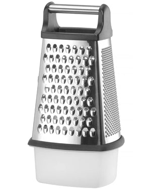 Rallador Hendi - Rallador de torre de cuatro caras con bandeja - Acero inoxidable - 15 x 13 x 31 cm