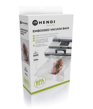 Bolsas de vacío con relieve Hendi - Bolsas Sous Vide - 20 x 30 cm - Compatibles con máquinas de vacío FoodSaver - 100 piezas