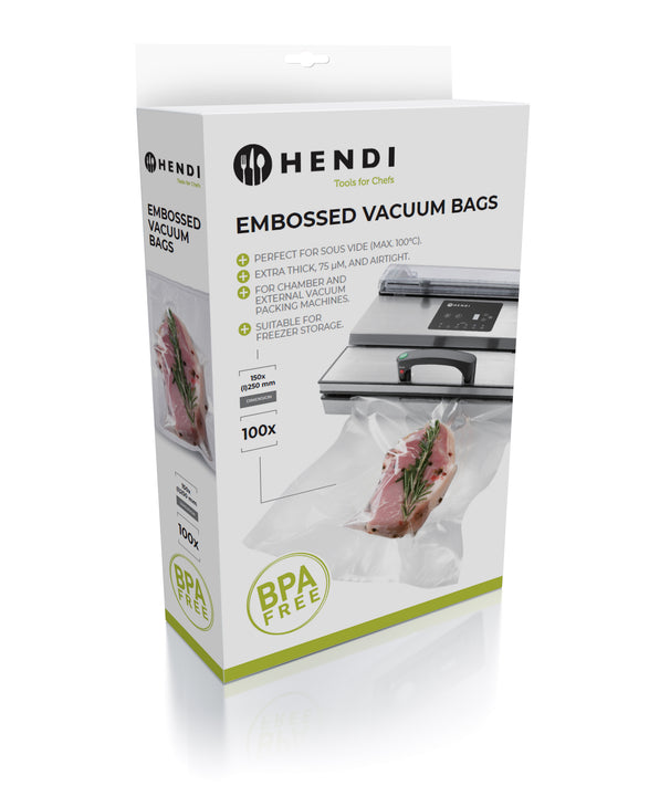 Bolsas de vacío con relieve Hendi - Bolsas Sous Vide - 30 x 40 cm - Compatibles con máquinas de vacío FoodSaver - 100 piezas