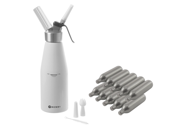 Sifón para nata Hendi blanco 500 ml + 10 cartuchos de nata