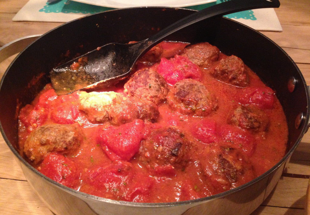 Juicy meatballs braised in a rich Italian tomato sauce