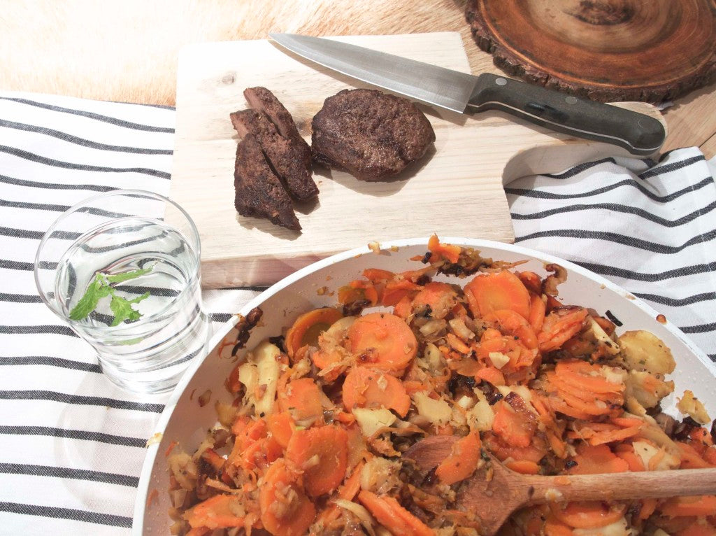 Verduras doradas con castañas, salvia y miel