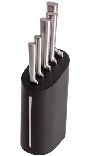 Bloque de cuchillos Blackwell - Cuchillo de chef, cuchillo para pan, cuchillo para carne, cuchillo de oficina y pelador - Juego de 6 piezas