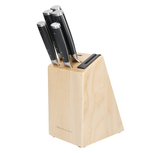 Bloque de cuchillos Gourmet Madera de abedul - 6 piezas - Afilador de cuchillos integrado