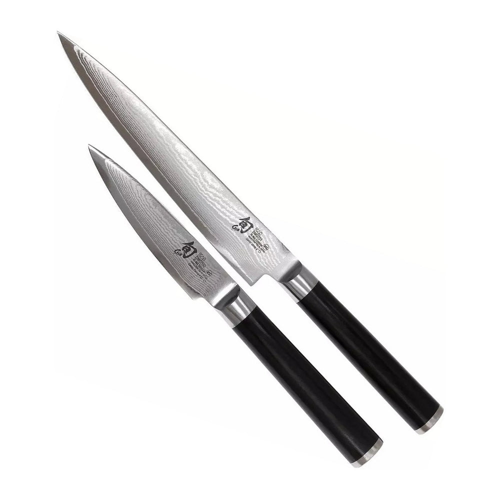 Kai Messenset Shun Classic 2-delig DMS-210 damaststaal met zwart heft, vrijstaand op witte achtergrond
