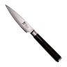 Kai Officemes Shun Classic 9 cm damaststaal met zwart heft, vrijstaand op witte achtergrond