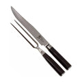 Kai Trancheerset Shun Classic 2-delig DMS-200 vleesmes en vleesvork met zwart heft, vrijstaand op witte achtergrond