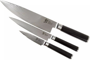 Set de cuchillos Kai Shun Classic - acero damasco de 32 capas - (Cuchillo de oficina + Cuchillo universal + Cuchillo de chef) 3 piezas - DMS-300