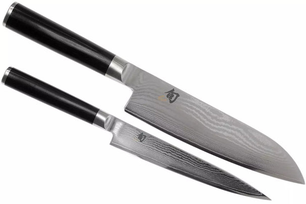 Set de cuchillos Kai Shun Classic - acero damasco de 32 capas - (Cuchillo universal + Cuchillo Santoku) 2 piezas - DMS-230