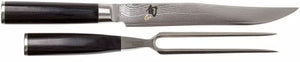 Set de cuchillos para trinchar Shun Classic - 32 capas de acero damasco - (Cuchillo para carne + Tenedor para carne) - 2 piezas - DMS-200