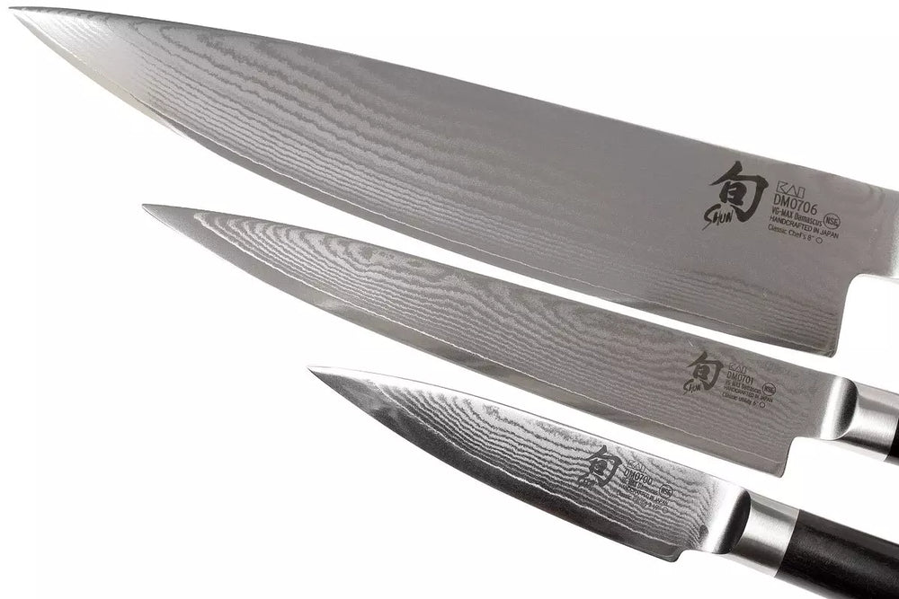 Kai Knife Set Shun Classic - 32 layers damask steel - (office knive + Utility knife + Chef's knife) 3-piece - DMS-300