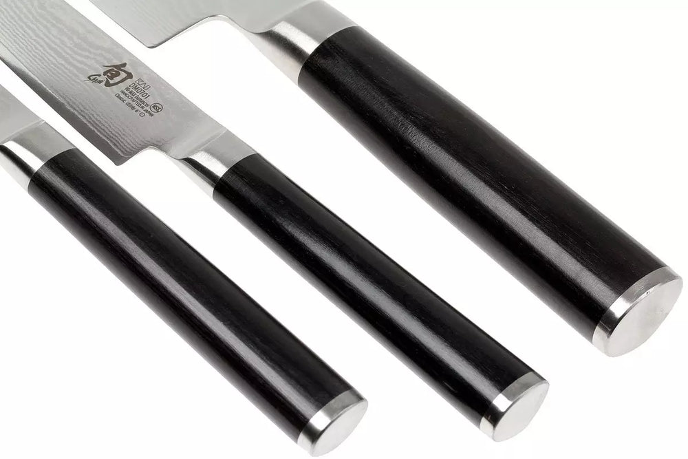 Kai Knife Set Shun Classic - 32 layers damask steel - (office knive + Utility knife + Chef's knife) 3-piece - DMS-300