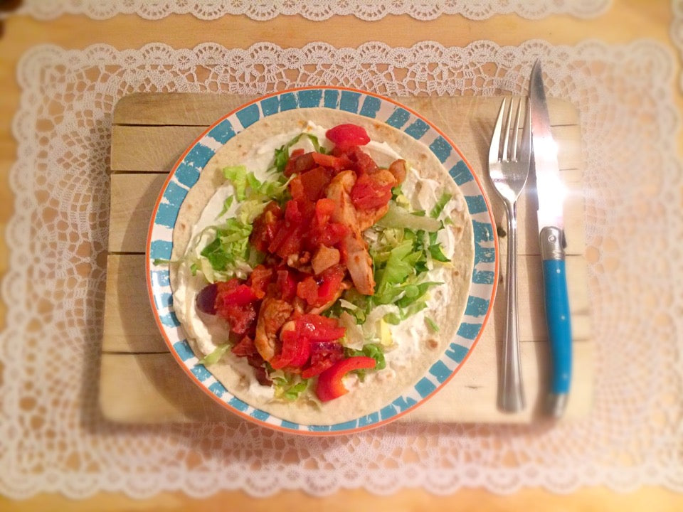 Spicy turkey with chorizo, fresh tomato and crunchy endive