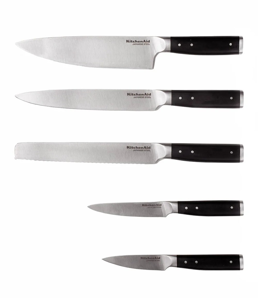 KitchenAid Knife Block Gourmet Birchwood 6-piece - Integrated Knife Sharpener