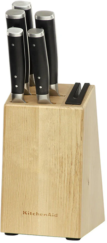 KitchenAid Knife Block Gourmet Birchwood 6-piece - Integrated Knife Sharpener
