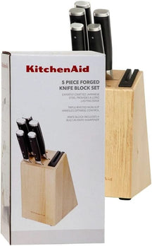 KitchenAid Knife Block Gourmet Birchwood 6-piece - Integrated Knife Sharpener