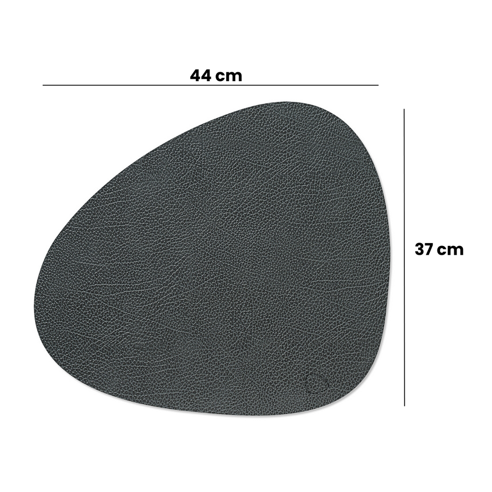 LIND DNA Placemats Hippo - Leather - Black Anthracite - Curved - 44 x 37 cm - 2 Pieces
