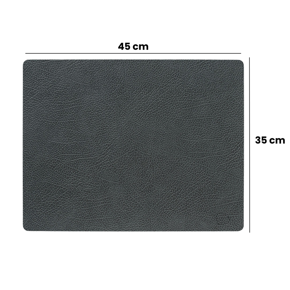 LIND DNA Placemats Hippo - Leather - Anthracite Grey - 45 x 35 cm - 2 pieces