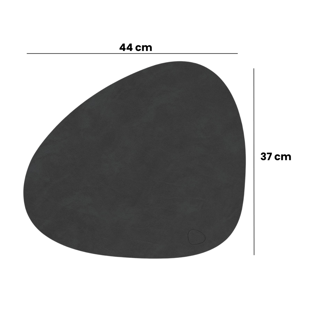 LIND DNA Placemats Nupo - Leather - Black - Curved - 44 x 37 cm - 2 pieces