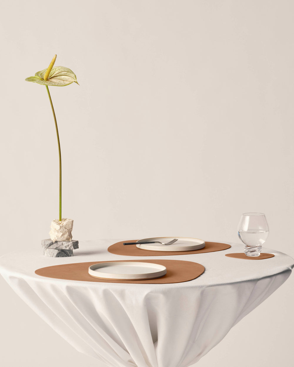 LIND DNA Coasters Nupo - Leather - Nature - 13 x 11 cm - 4 Pieces