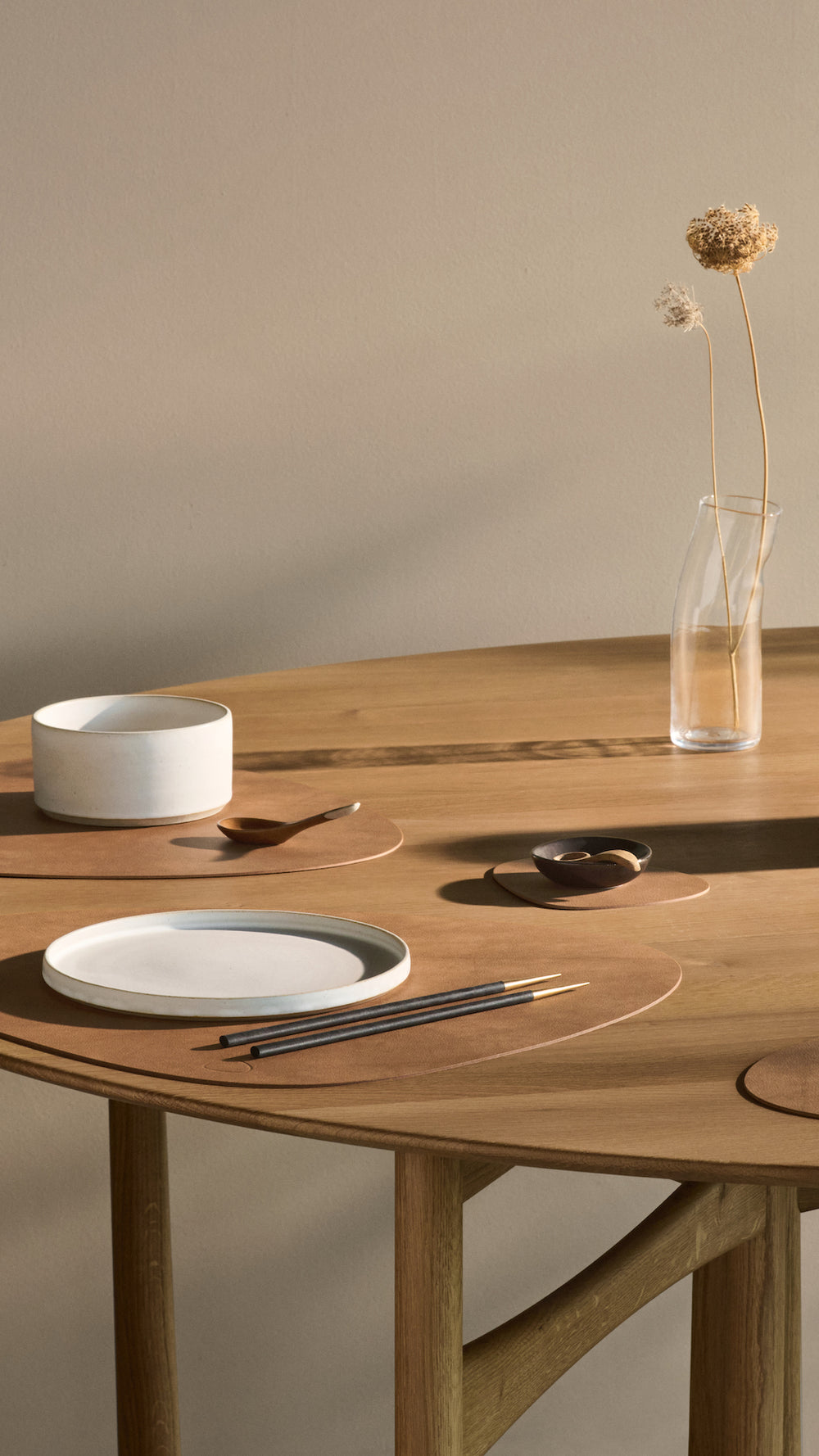 LIND DNA Coasters Nupo - Leather - Nature - 13 x 11 cm - 4 Pieces