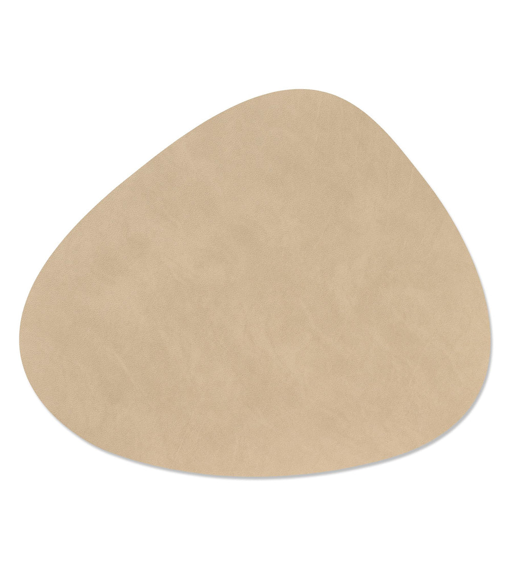 LIND DNA Placemats Nupo - Leather - Brown / Sand - double-sided - Curved - 44 x 37 cm - 2 pieces
