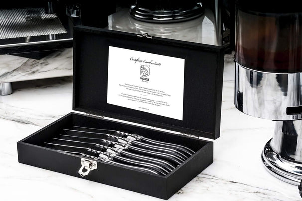 Cuchillos para steak Laguiole Style de Vie Luxury Line Negro Ébano - 6 piezas