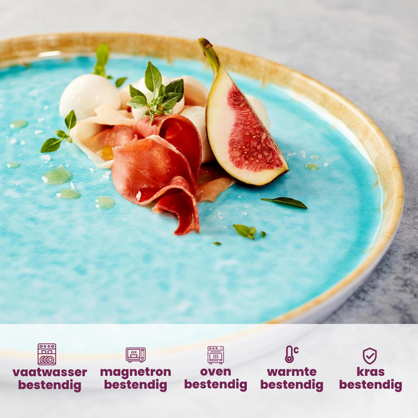 Juego de vajilla Cosy & Trendy Laguna Azzurro 12 piezas / 4 personas - 4 platos de cena, 4 platos de desayuno y 4 cuencos