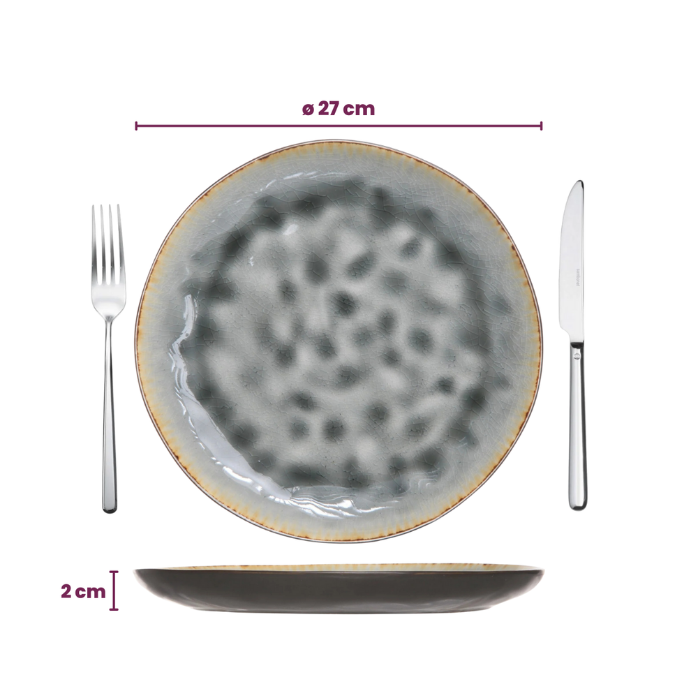 Cosy & Trendy Dinner Plates Laguna Blue Grey ø 27 cm - 4 pieces